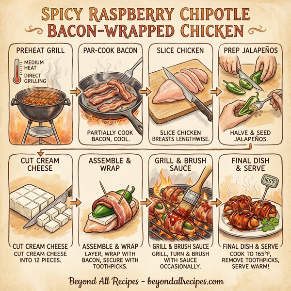 Spicy Raspberry Chipotle Bacon-Wrapped Chicken instructions