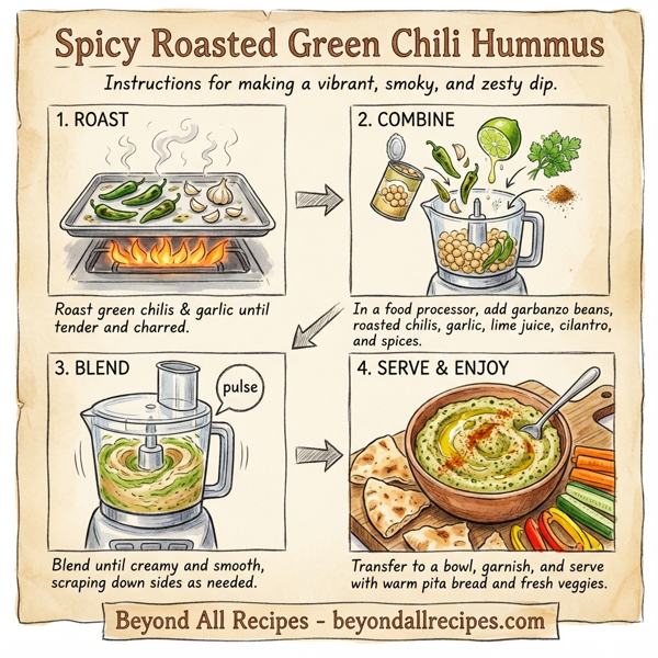 Spicy Roasted Green Chili Hummus instructions