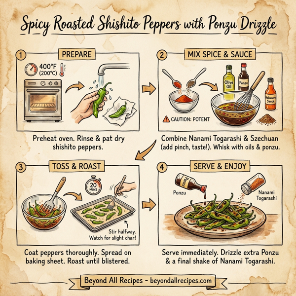 Spicy Roasted Shishito Peppers with Ponzu Drizzle instructions
