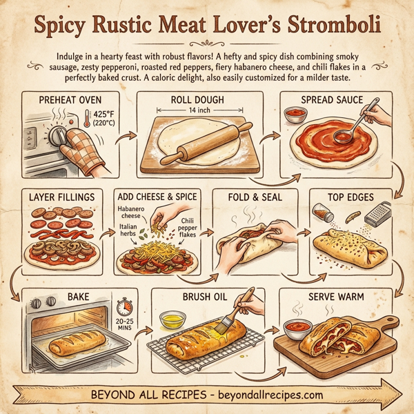 Spicy Rustic Meat Lover's Stromboli instructions