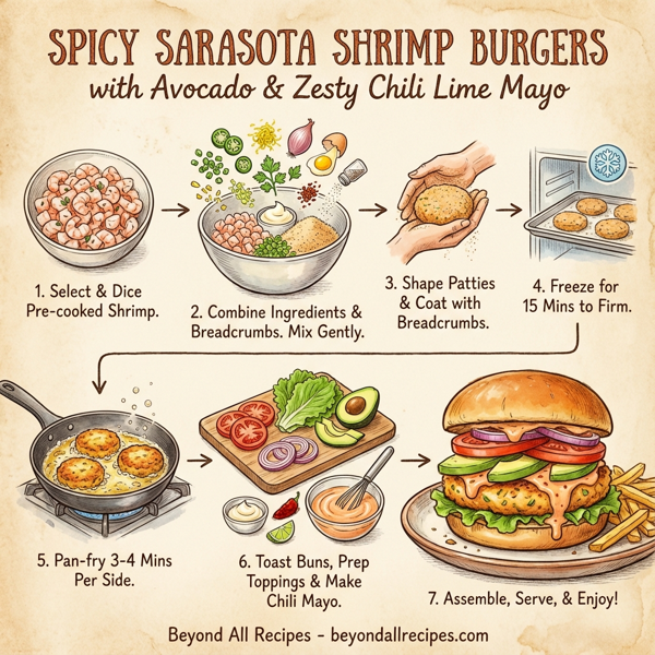 Spicy Sarasota Shrimp Burgers with Avocado and Zesty Chili Lime Mayo instructions