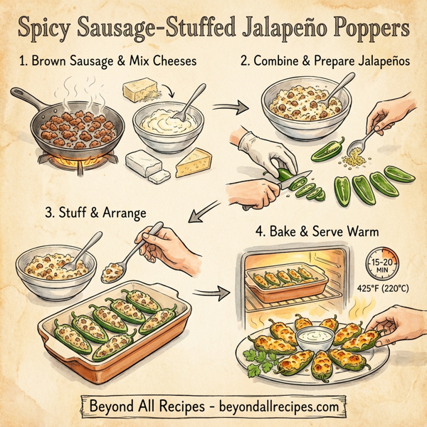 Spicy Sausage-Stuffed Jalapeño Poppers instructions