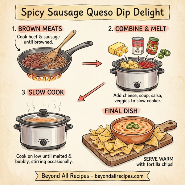 Spicy Sausage Queso Dip Delight instructions