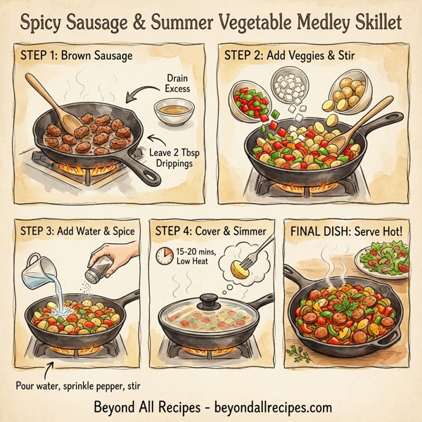 Spicy Sausage and Summer Vegetable Medley Skillet instructions