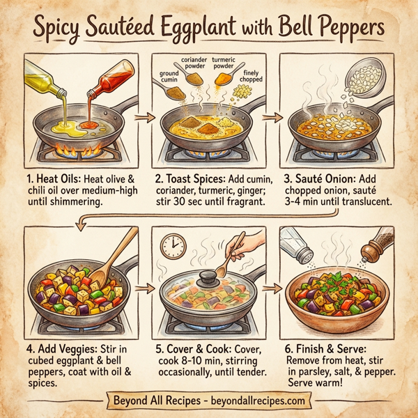 Spicy Sautéed Eggplant with Bell Peppers instructions