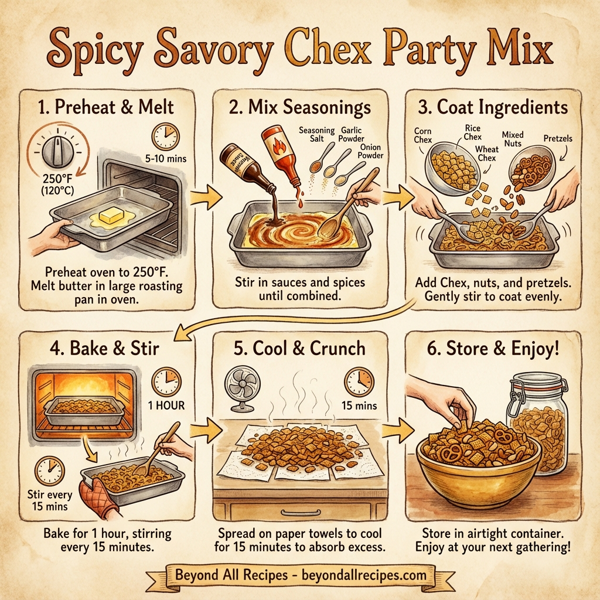 Spicy Savory Chex Party Mix instructions