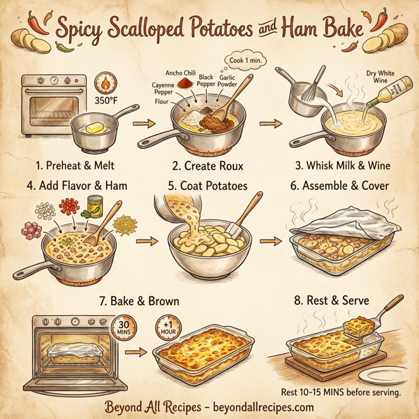 Spicy Scalloped Potatoes and Ham Bake instructions