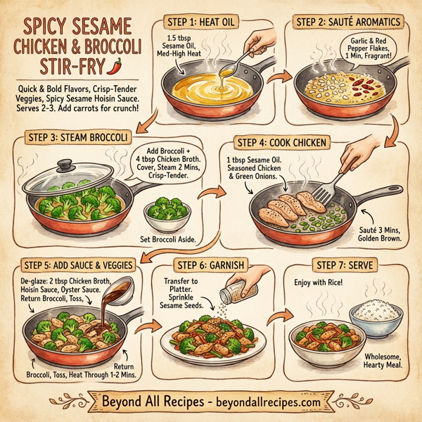 Spicy Sesame Chicken and Broccoli Stir-Fry instructions