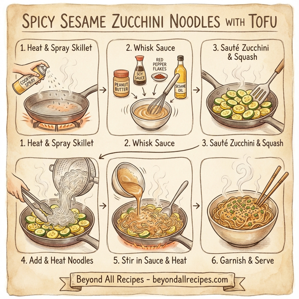 Spicy Sesame Zucchini Noodles with Tofu instructions