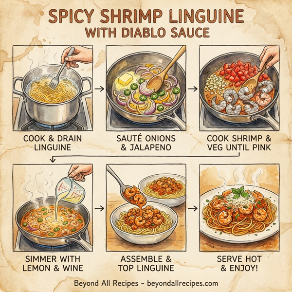 Spicy Shrimp Linguine with Diablo Sauce instructions