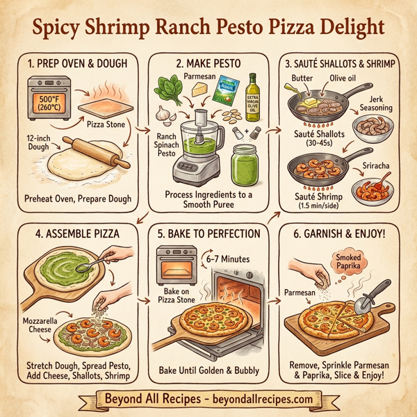 Spicy Shrimp Ranch Pesto Pizza Delight instructions