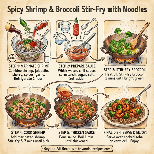 Spicy Shrimp & Broccoli Stir-Fry with Noodles instructions