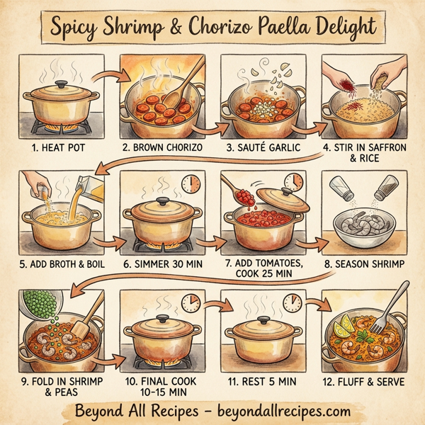 Spicy Shrimp & Chorizo Paella Delight instructions