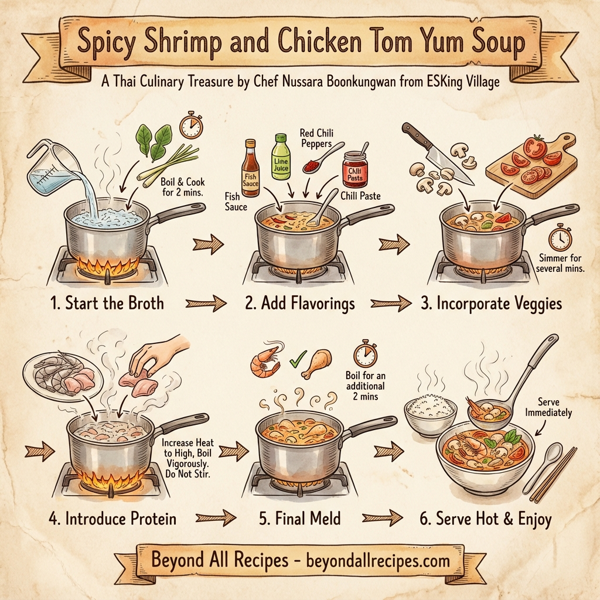 Spicy Shrimp and Chicken Tom Yum Soup instructions