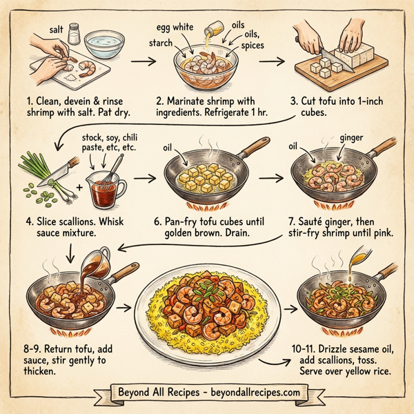 Spicy Shrimp and Tofu Stir-Fry with Yellow Rice instructions
