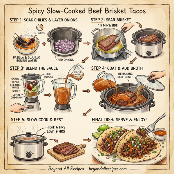 Spicy Slow-Cooked Beef Brisket Tacos instructions