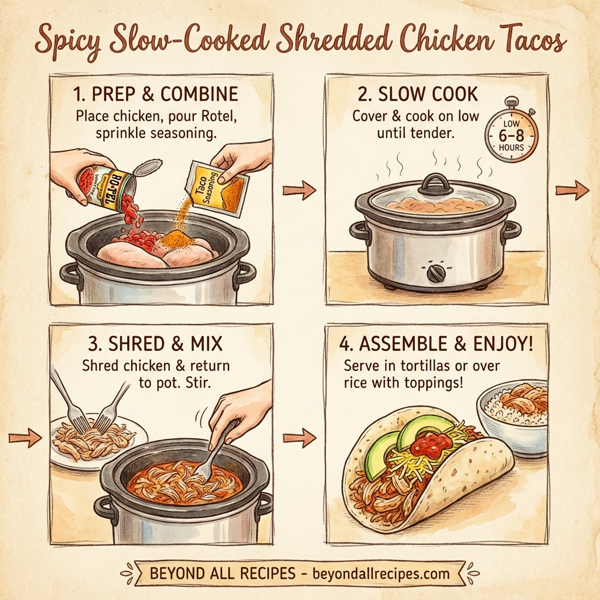 Spicy Slow-Cooked Shredded Chicken Tacos instructions