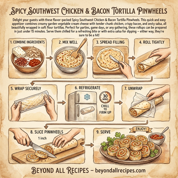 Spicy Southwest Chicken & Bacon Tortilla Pinwheels instructions