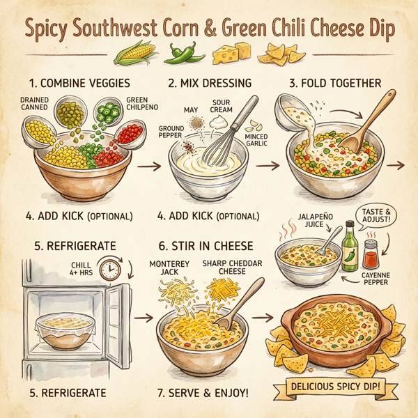 Spicy Southwest Corn & Green Chili Cheese Dip instructions