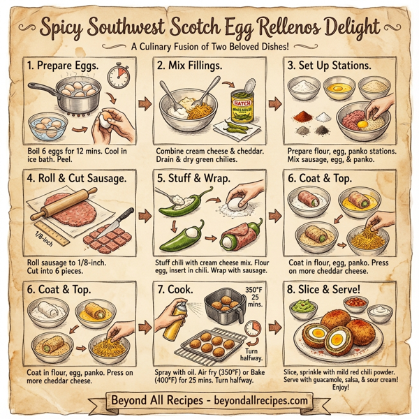 Spicy Southwest Scotch Egg Rellenos Delight instructions