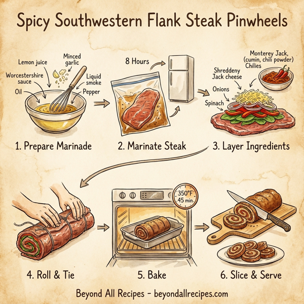 Spicy Southwestern Flank Steak Pinwheels instructions