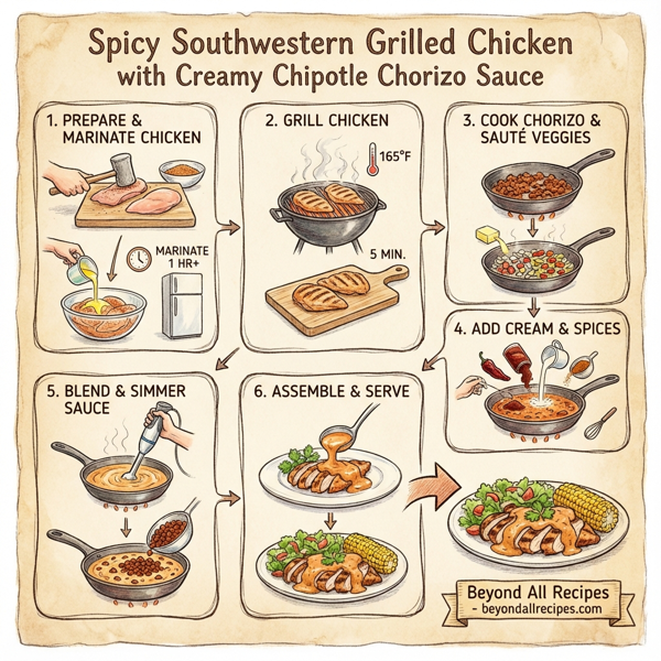Spicy Southwestern Grilled Chicken with Creamy Chipotle Chorizo Sauce instructions