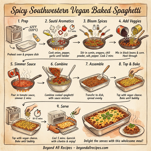 Spicy Southwestern Vegan Baked Spaghetti instructions