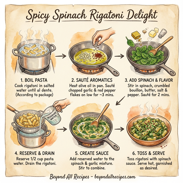 Spicy Spinach Rigatoni Delight instructions