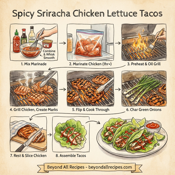 Spicy Sriracha Chicken Lettuce Tacos instructions