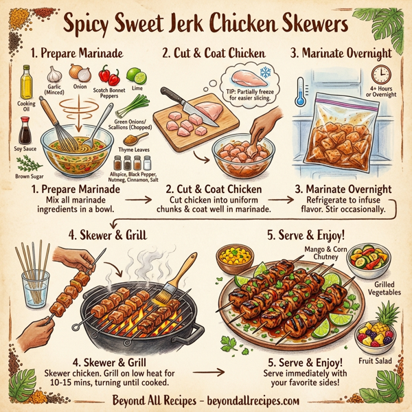 Spicy Sweet Jerk Chicken Skewers instructions