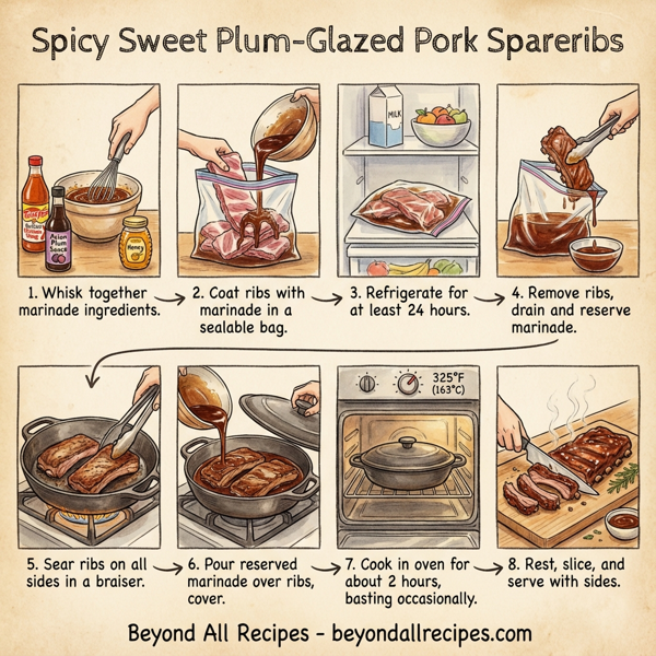 Spicy Sweet Plum-Glazed Pork Spareribs instructions