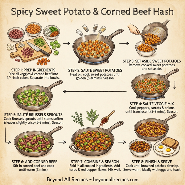 Spicy Sweet Potato & Corned Beef Hash instructions