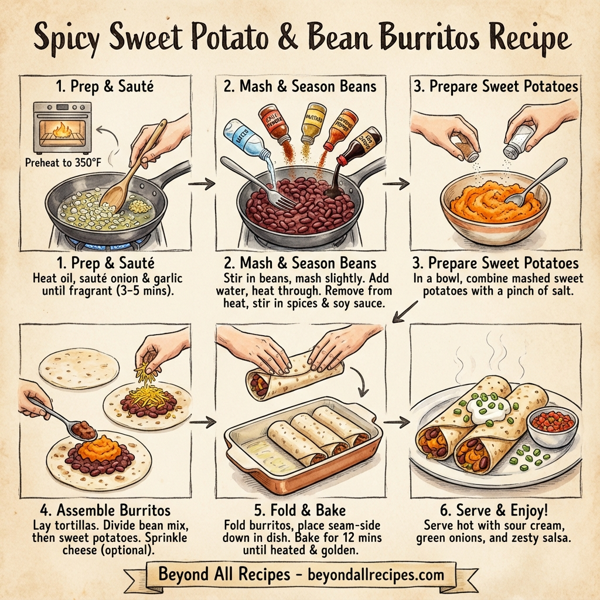 Spicy Sweet Potato and Bean Burritos instructions
