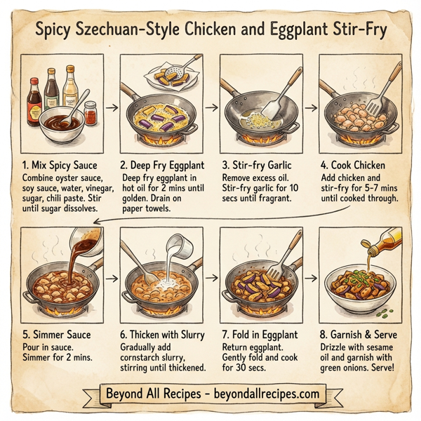 Spicy Szechuan-Style Chicken and Eggplant Stir-Fry instructions