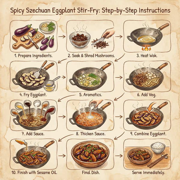 Spicy Szechuan Eggplant Stir-Fry instructions
