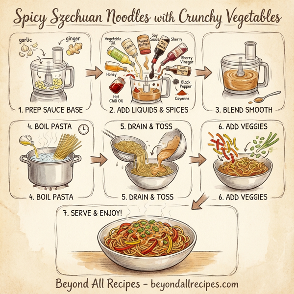 Spicy Szechuan Noodles with Crunchy Vegetables instructions