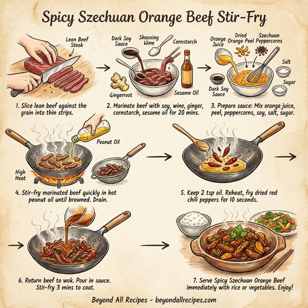 Spicy Szechuan Orange Beef Stir-Fry instructions
