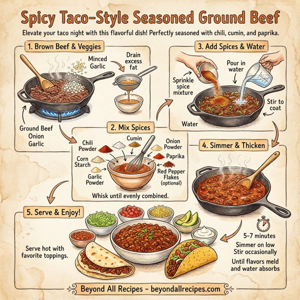 Spicy Taco-Style Seasoned Ground Beef instructions