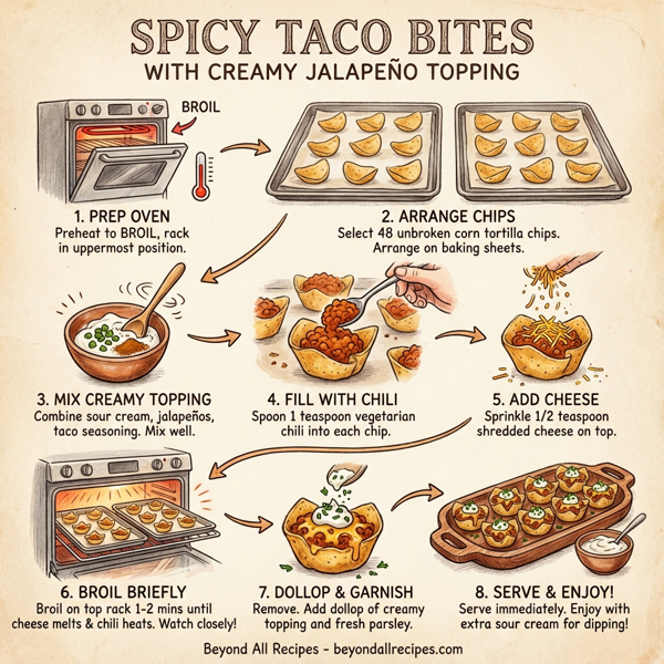 Spicy Taco Bites with Creamy Jalapeño Topping instructions