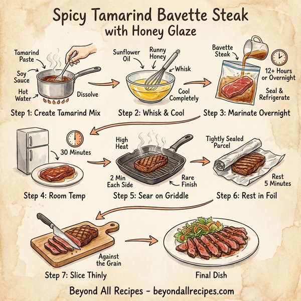 Spicy Tamarind Bavette Steak with Honey Glaze instructions