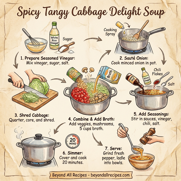 Spicy Tangy Cabbage Delight Soup instructions