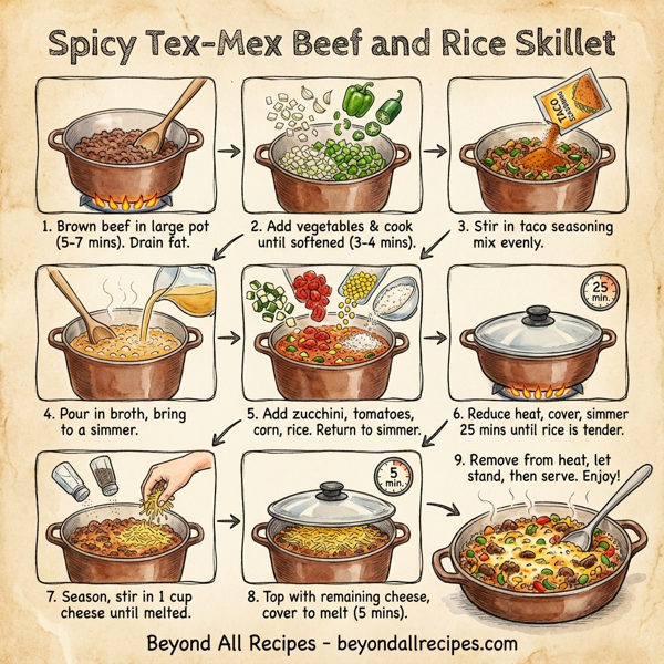 Spicy Tex-Mex Beef and Rice Skillet instructions