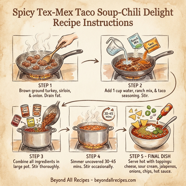 Spicy Tex-Mex Taco Soup-Chili Delight instructions