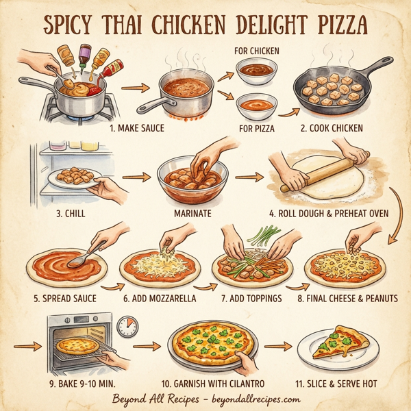 Spicy Thai Chicken Delight Pizza instructions