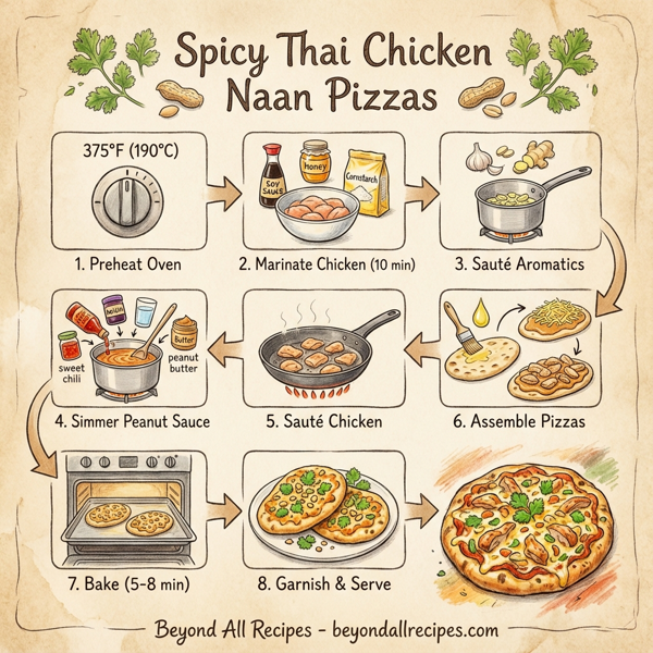 Spicy Thai Chicken Naan Pizzas instructions