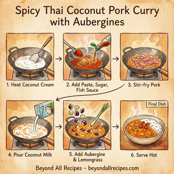 Spicy Thai Coconut Pork Curry with Aubergines instructions