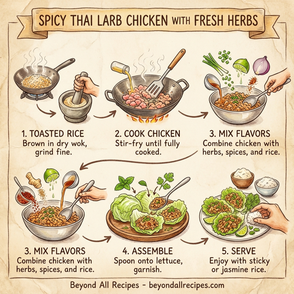 Spicy Thai Larb Chicken with Fresh Herbs instructions