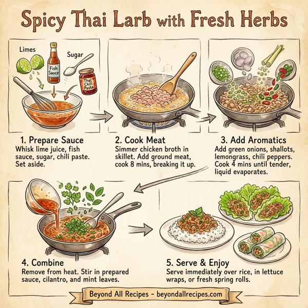 Spicy Thai Larb with Fresh Herbs instructions