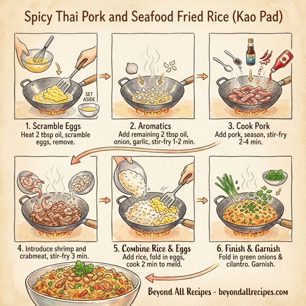Spicy Thai Pork and Seafood Fried Rice (Kao Pad) instructions