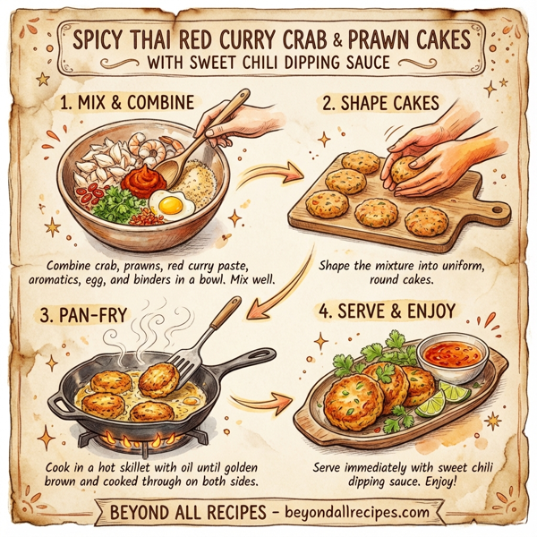 Spicy Thai Red Curry Crab & Prawn Cakes with Sweet Chili Dipping Sauce instructions